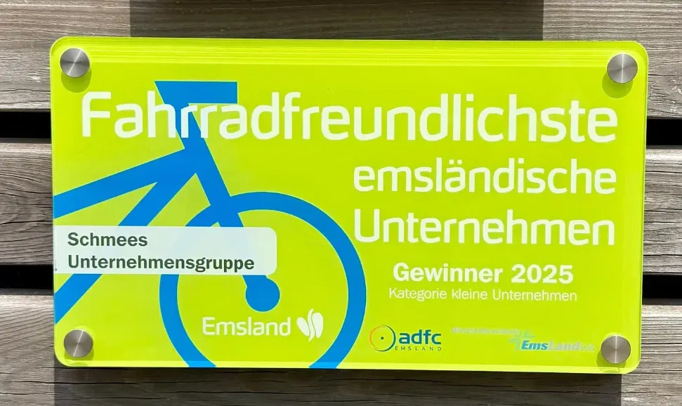 Wir sind ausgezeichnet: Schmees Unternehmensgruppe als „fahrradfreundlichstes Unternehmen im Emsland"